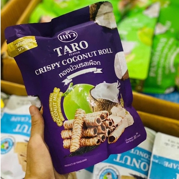 Bánh Cuộn Dừa Kaew Crispy Coconut Roll Thái Lan 80g