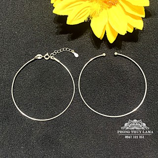 Vòng tay kiềng bạc trơn lồng đá