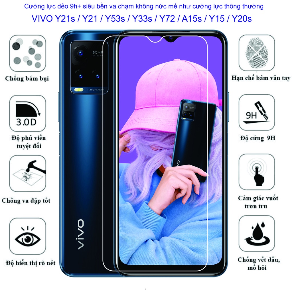 Cường lực dẻo 9h+ VIVO Y21s / Y21 / Y53s / Y33s / Y72 / Y15s / Y15 / Y20s Bảo vệ màng hình toàn diện...