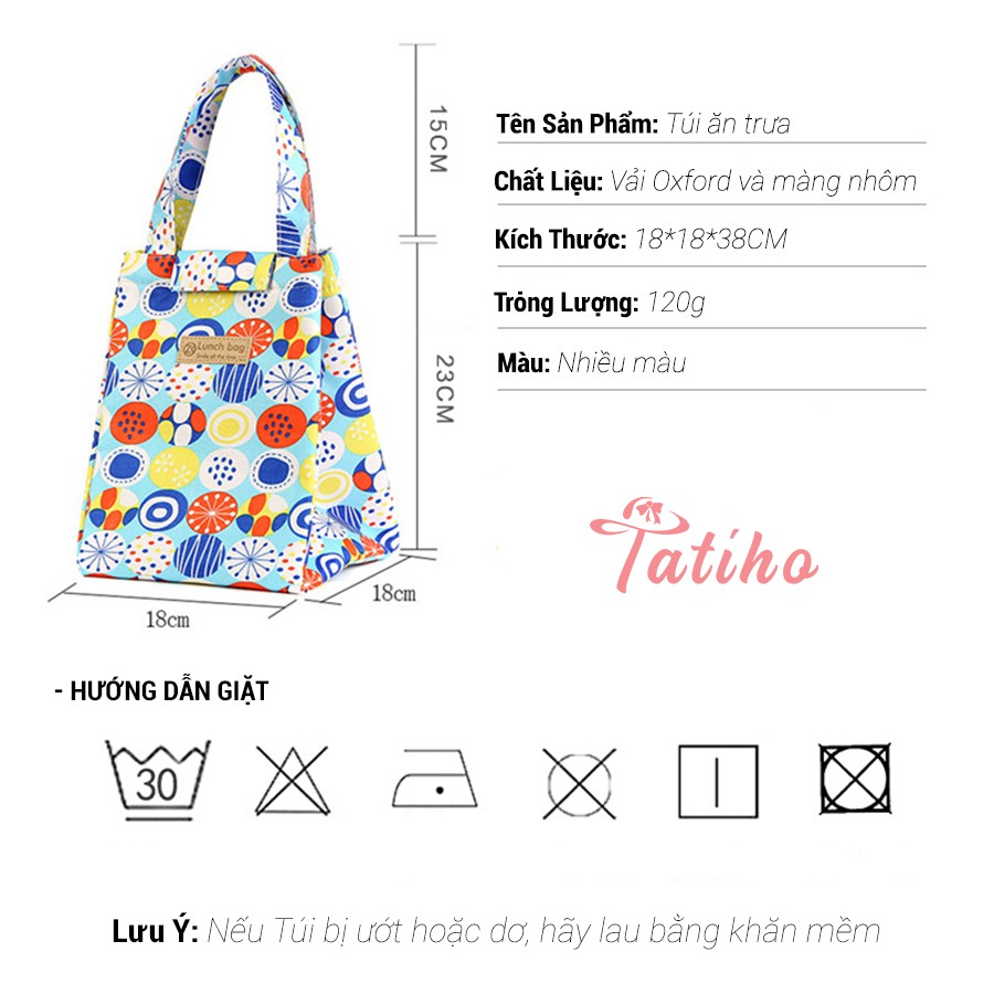 [Hàng Xịn, Giá Tốt]Túi Đựng Hộp Cơm Cách Nhiệt Chống Thấm Nước Cao Cấp Vải Oxford 600D 18x18x38cm - Lunch Bag - Mã TG004
