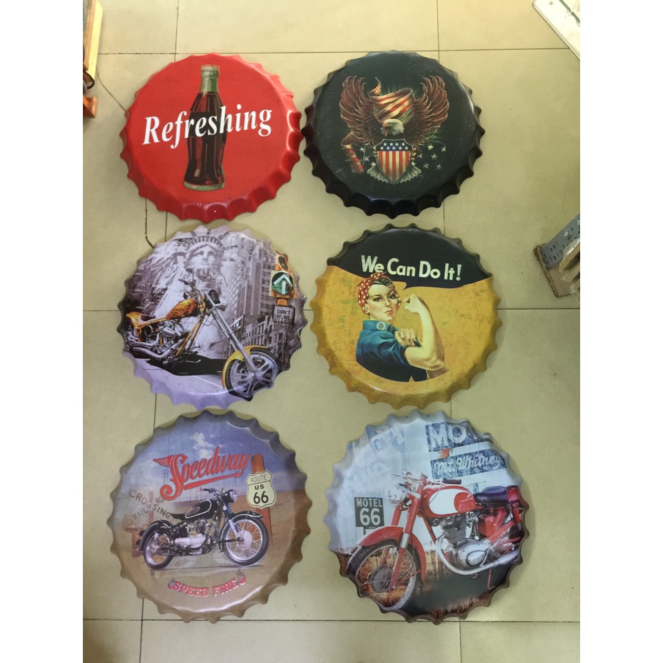 Nắp chai bia bằng sắt trang trí tường quán beer, cafe,... phong cách độc đáo