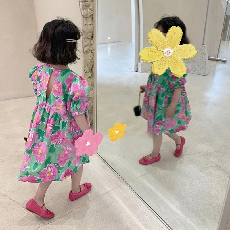 Đầm Công Chúa Tay Ngắn In Hoa Se7en Cho Bé Gái