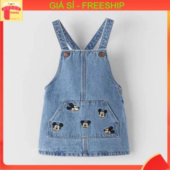 Yếm váy bò Mickey bé gái 3-8 tuổi Hàng xuất cao cấp ;