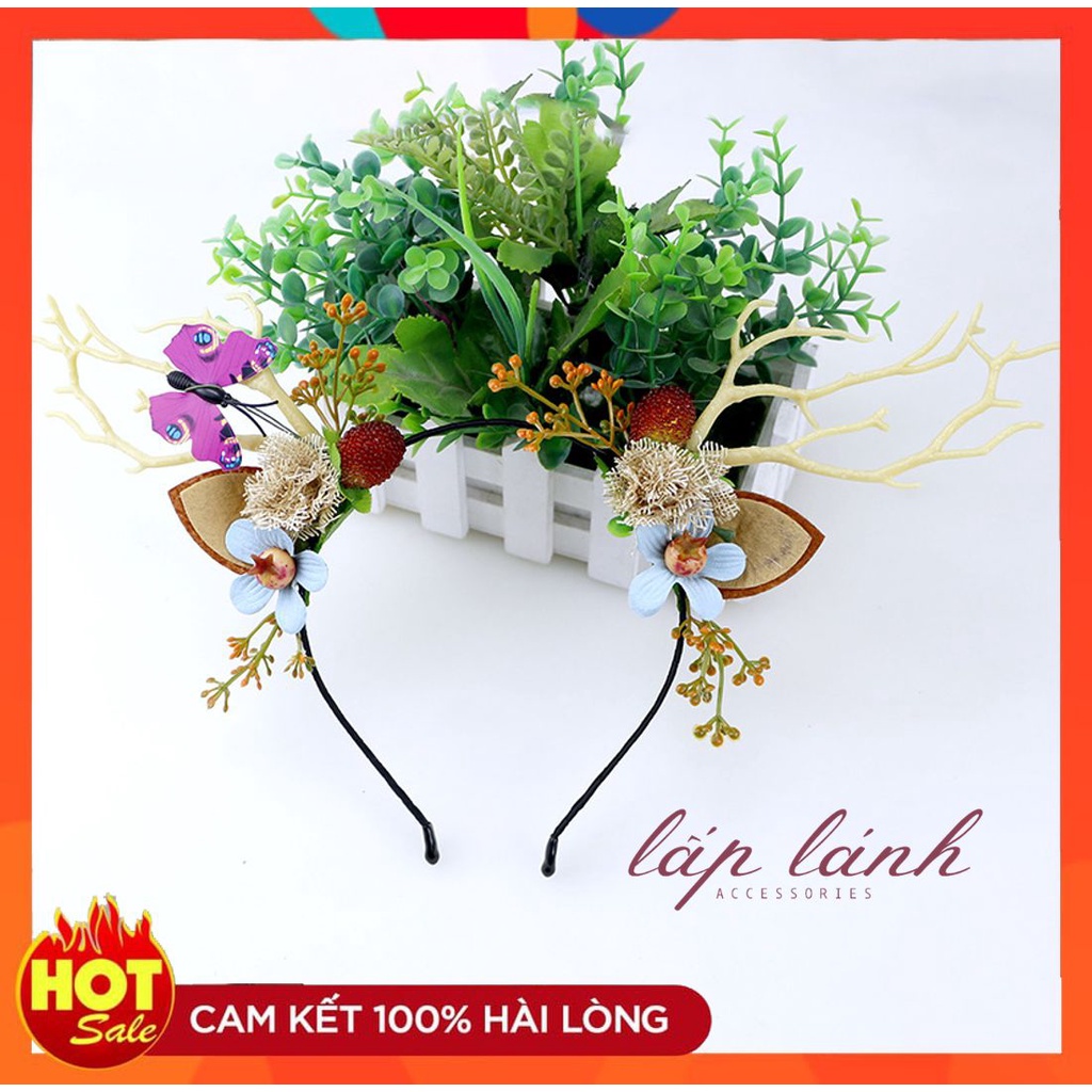 [HOT] Băng đô noel bờm tóc, cài tóc sừng nai tuần lộc Giáng sinh noel xmas đèn LED phát sáng họa tiết sừng nai, tuần lộc