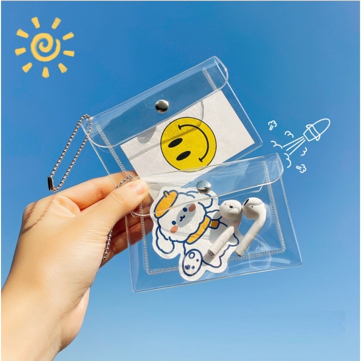 Túi nhựa PVC mini trong suốt in hình dễ thương đựng đồ đa năng 385