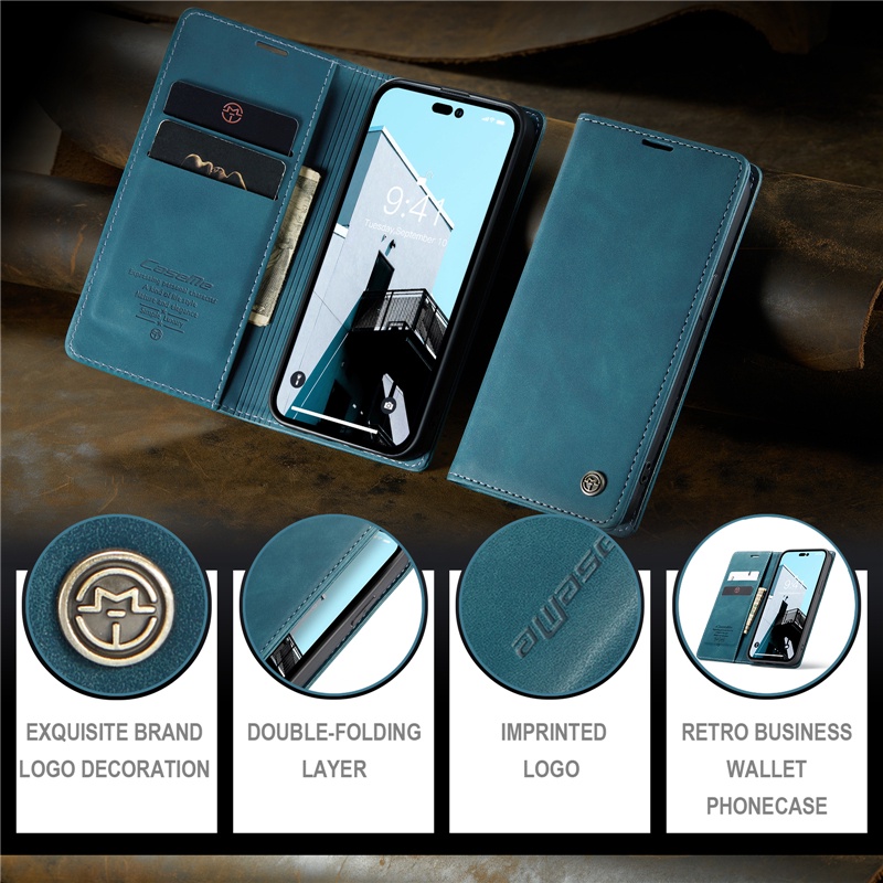 Bao Da Điện Thoại Nắp Lật Hít Nam Châm Mềm Kiêm Ví Đựng Thẻ Kiểu Doanh Nhân Cho iphone 15 14 13 12 mini plus Vỏ