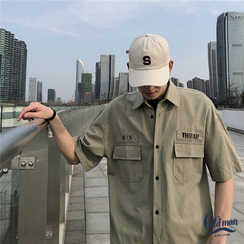 Áo Sơ Mi Nam Unisex, Áo Sơ Mi Vintage, Retro Cổ Điển, Phong Cách Retro, Trẻ Trung OLDMAN