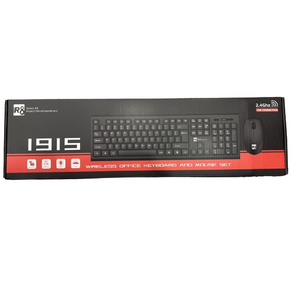 Bộ bàn phím chuột không dây wireless R8 1915 màu đen,keyboard mouse