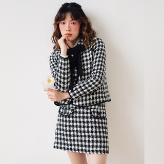 BLEUBIRD Chân váy vải tweed hoạ tiết HOUNDSTOOTH TWEED SKIRT