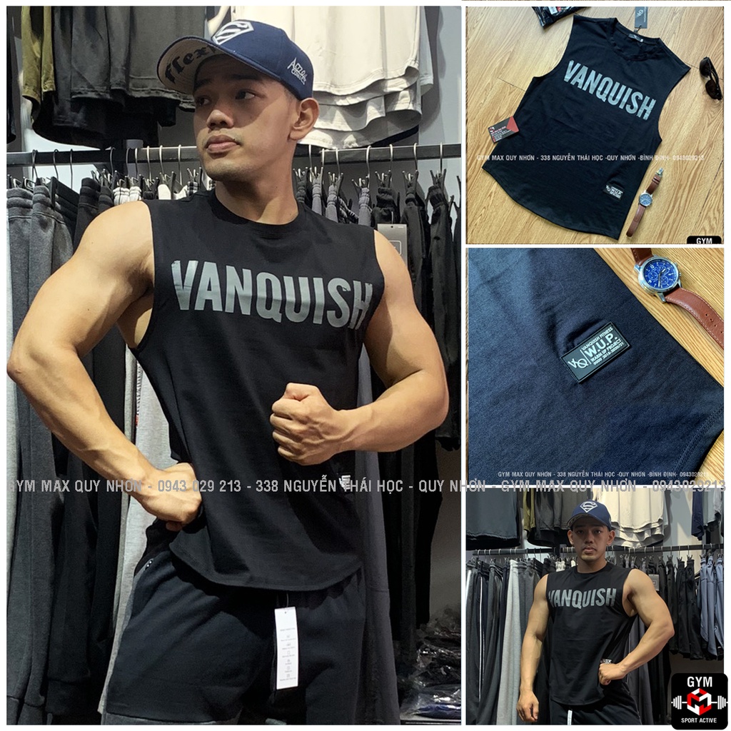 Áo ba lỗ nam thể thao áo sát nách tập gym nam tank Vanquish VQ thun 4 chiều ( ảnh video thực tế)