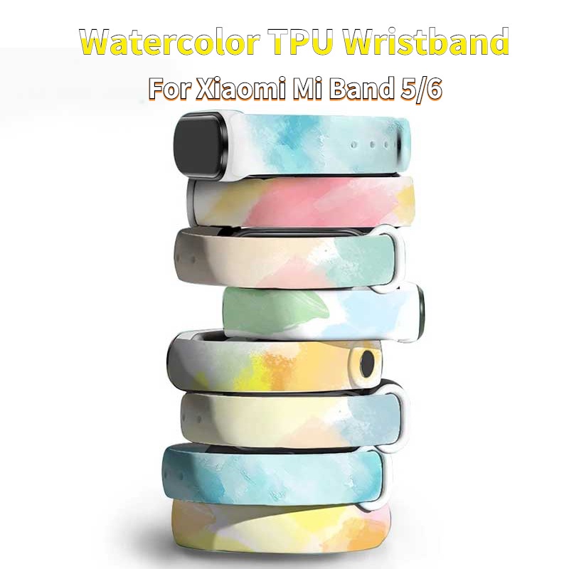 1 Dây Đeo Thay Thế Chất Liệu Silicon Màu Nước Cho Xiaomi Mi Band 5 6