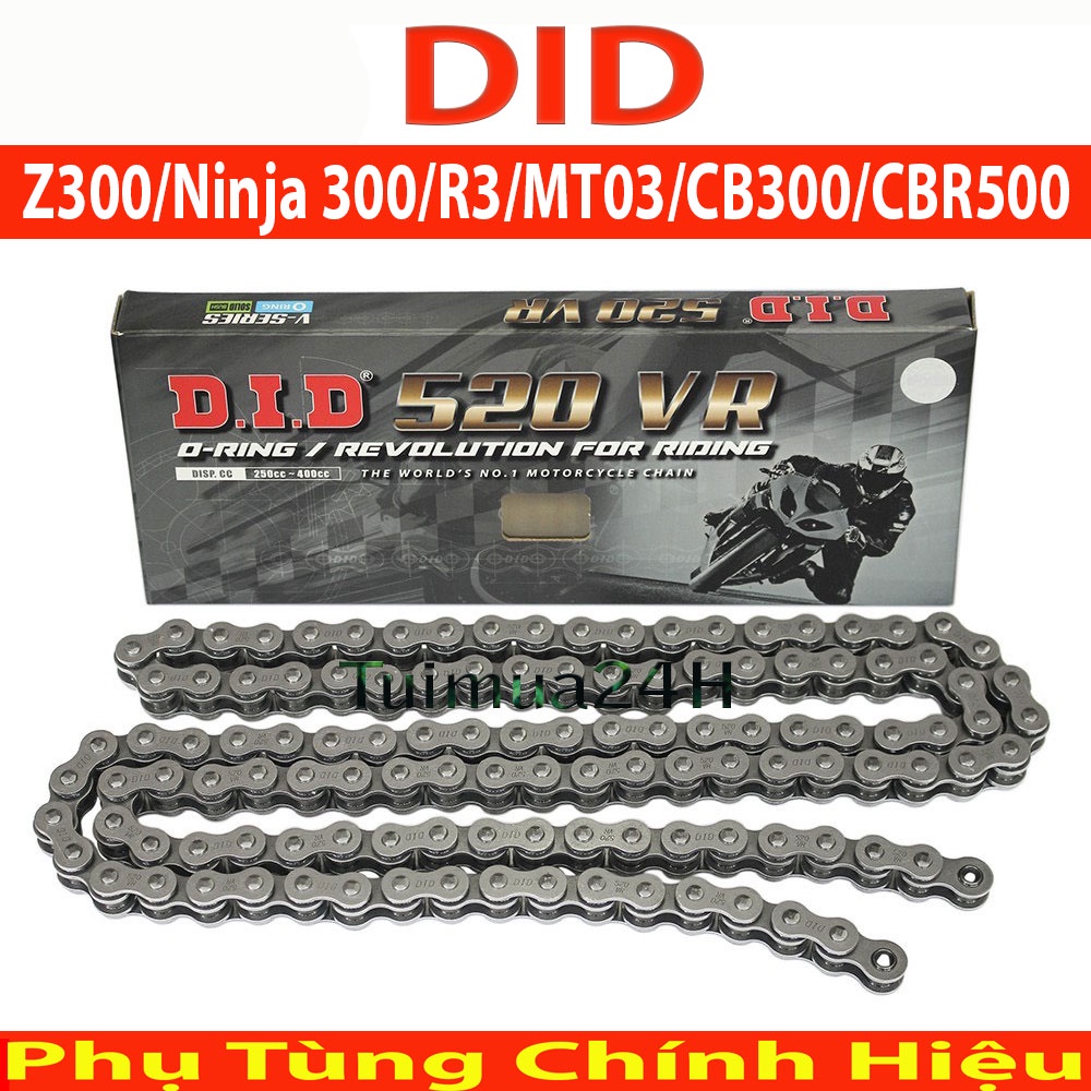Sên DID 520VF 120L O-Ring xe Kawasaki Z300, Ninja 300, R3, MT03, CB300, CBR300, CBR500, REBEL300, REBEL 500