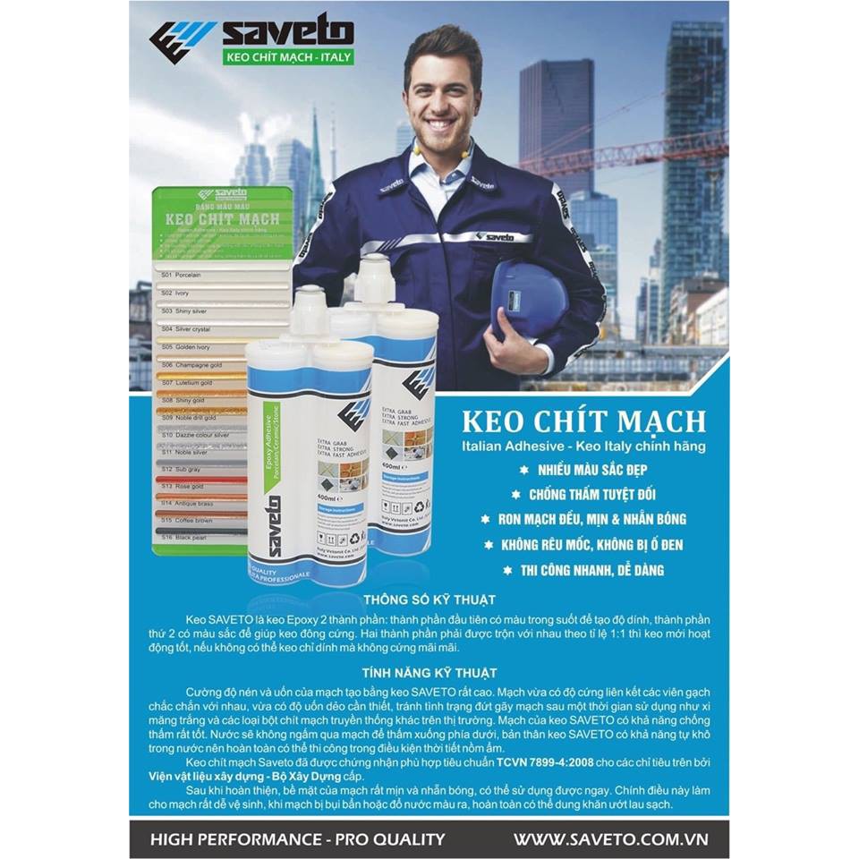 Keo chít mạch Saveto-màu bạc trong S04