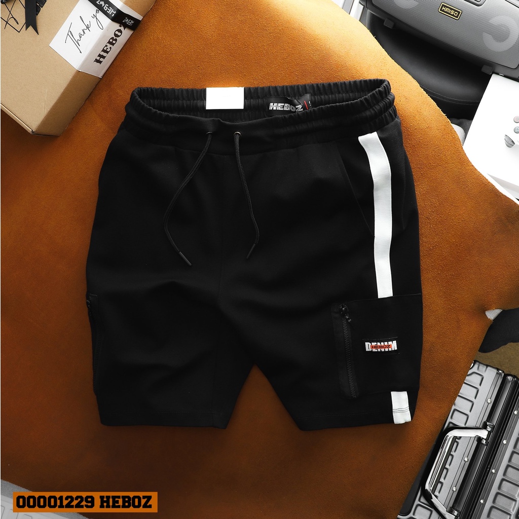 Quần short nam thun zip túi Heboz 2M - chất thun cao cấp , thoải mái khi vận động- 00001229