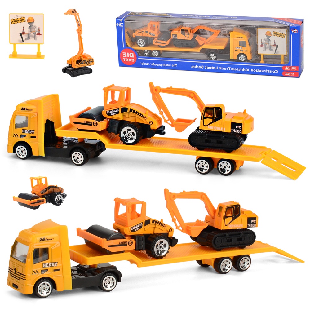ZHAN QI TOYS Xe tải chở hàng đồ chơi  có 2 xe hợp kim nhỏ dành cho trẻ em