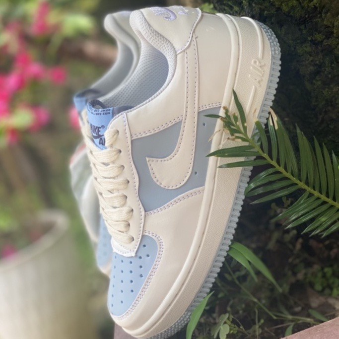 Giày thể thao AF1 trắng xanh, Giày air force 1 baby blue phối màu mới nam nữ hot trend 2023 Full box bill