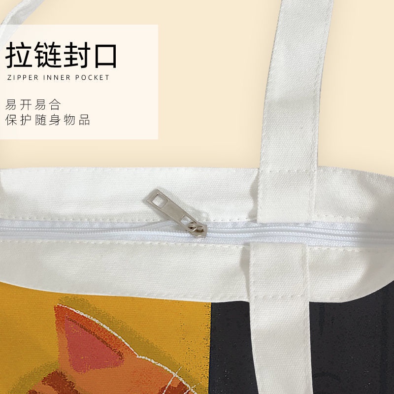 Túi tote canvas họa tiết mèo xinh xắn