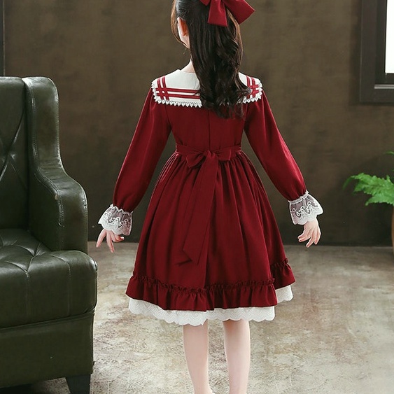 Đầm Công Chúa Tay Dài Phong Cách Lolita Dễ Thương Cho Bé Gái 3-14 Tuổi