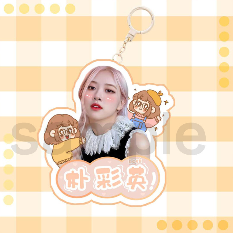 Móc khóa mặt hình ảnh nhóm Blackpink thật 2 mặt bằng acrylic