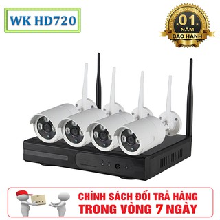 Bộ camera kit 4 mắt camera 720 hd + 1 đầu ghi không dây nvr hd