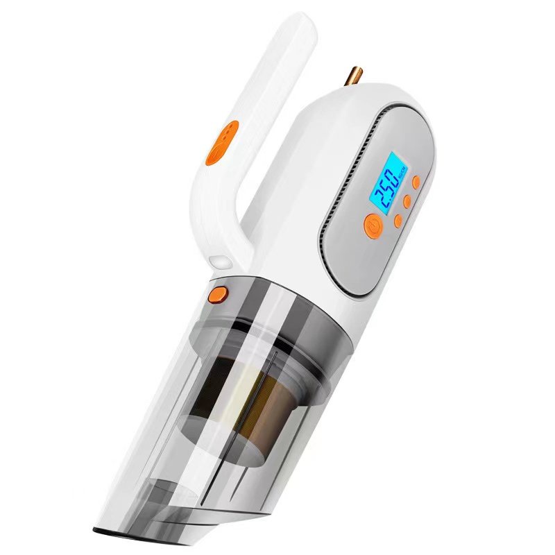 Máy Hút Bụi Ô Tô Cầm Tay 4in1 Chức Năng Bơm Lốp, Hút Bụi, Chiếu Sáng, Đo Áp Suất Lốp