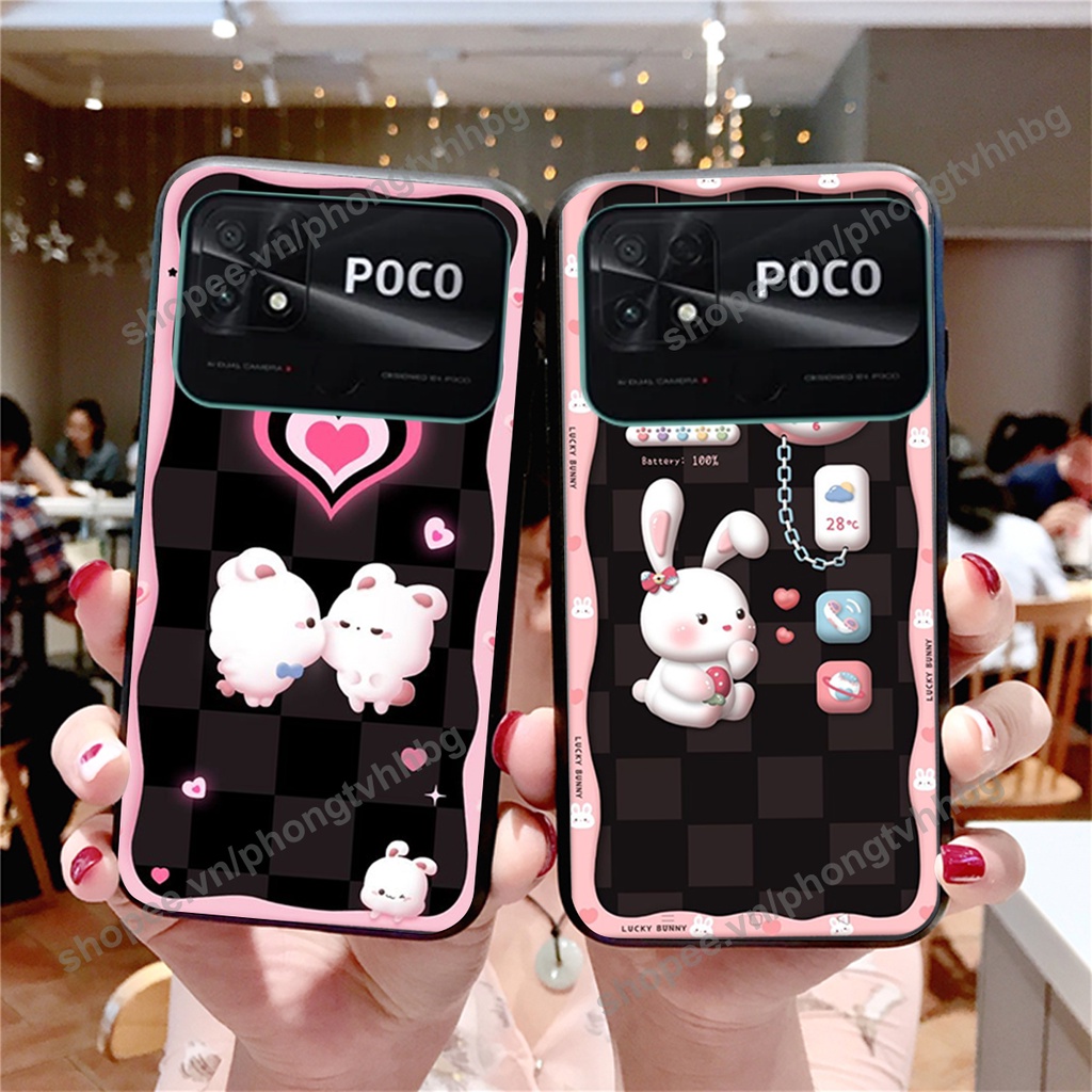 Ốp lưng Xiaomi Poco C40 gấu,thỏ trắng , đồng hồ dễ thương cute cực đẹp