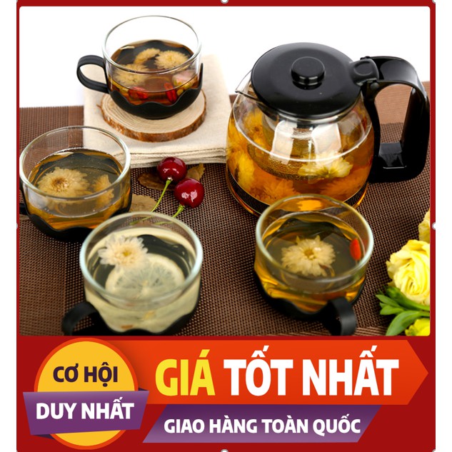 🍓BỘ ẤM PHA TRÀ THỦY TINH CÓ LƯỚI LỌC CAO cấp🥦🥦 [sale]