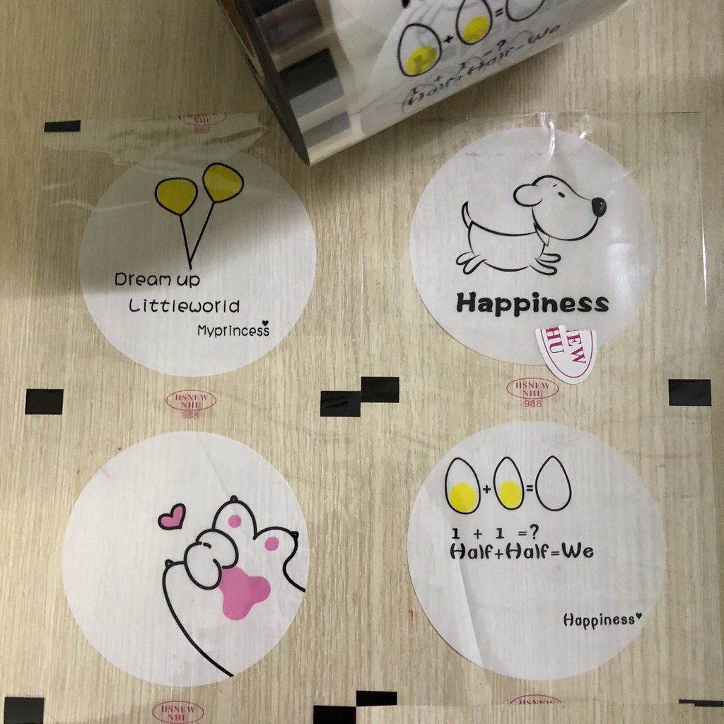 CUỘN MÀNG ÉP LY NHỰA - CUỘN KEO ÉP MIỆNG LY - mẫu chibi gấu tím
