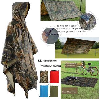 3 In 1 Raincoat Backpack Rain Cover Hood Hiking Cycling Rain Cover Poncho Waterproof Tent Outdoor Camping Tent Mat
