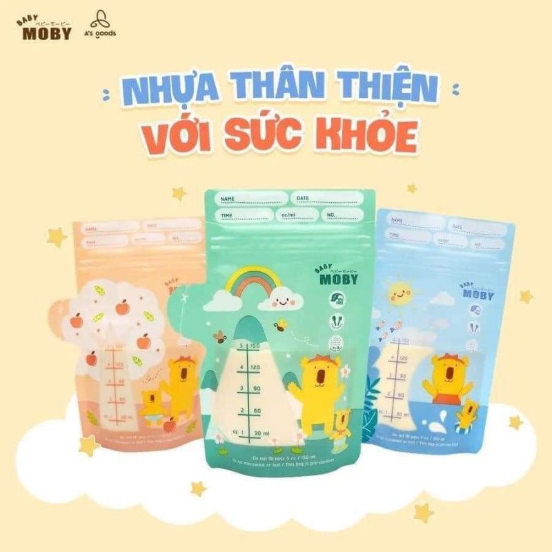 Moby - Túi Trữ Sữa Thái Lan - dung tích 150ML &amp; 240ML - Hàng chính Hãng