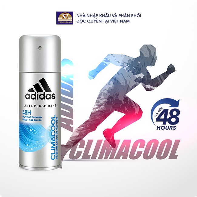 Xịt Khử Mùi Nam Ngăn Mồ Hôi Adidas Climacool, Không Bết Dính Giúp Thoải Mái Vận Động