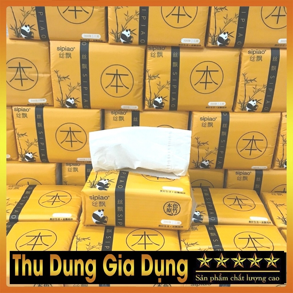 Giấy Ăn Gấu Trúc SIPIAO Siêu Dai Siêu Mềm Làm Từ 100% Bột Trúc Không Chất Bảo Quản Hàng Loại 1 Đủ Cân