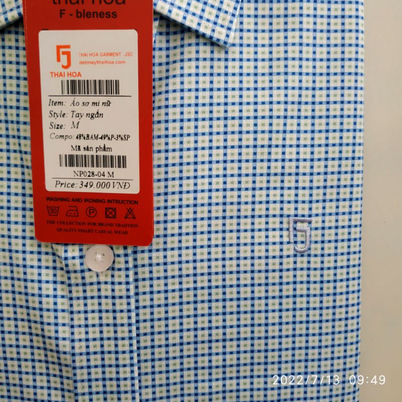 Thái Hoà Chính Hãng mẫu mới 2023 áo sơ mi hoạ tiết caro vải mềm NP028