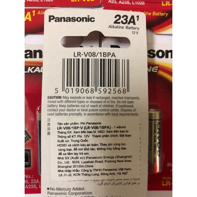 Pin A23 23A Alkaline PANASONIC 12v LR-V08 Hộp 5 viên