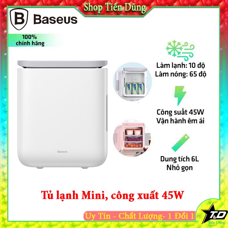 Tủ lạnh mini Baseus Igloo Mini Fridge for Students (6L, làm mát và giữ ấm, 220V) Dùng Trên Xe Hơi, Cho Gia Đình, Văn Phò