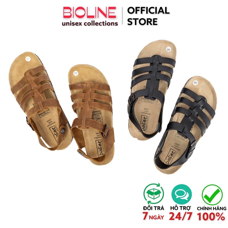 [DÉP DA BÒ THẬT] Dép birken Bioline sandal chiến binh unisex da bò thật mã B12 - Bioline Official