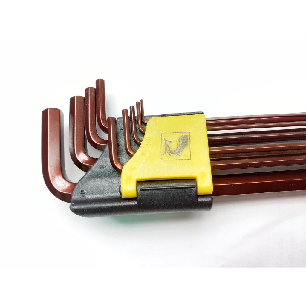 Bộ lục giác 9 cây có đầu bi, độ cứng HRC 50-55 hiệu LS+ cao cấp đa năng 1.5 - 10mm EXTRA LONG HEX KEY SET