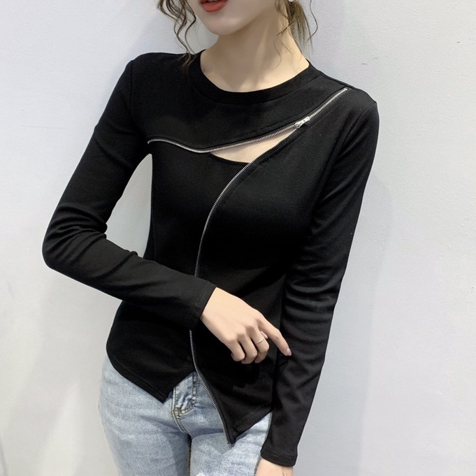 Áo thun dài tay nữ Có Khoá Kéo Kiểu Dáng