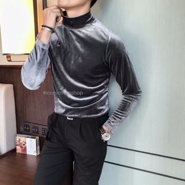 Áo thun nhung nam dài tay