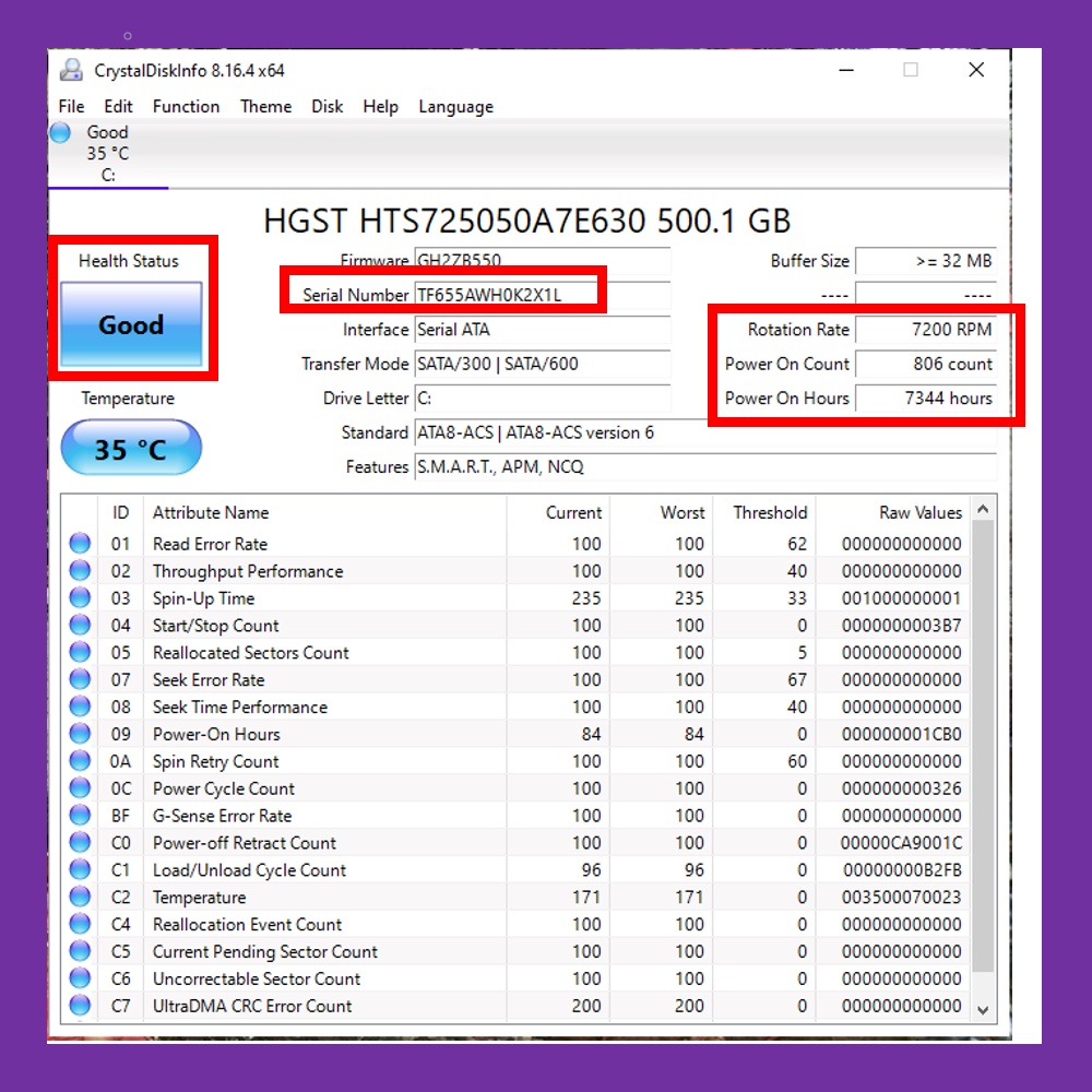 Ổ cứng HDD 500GB 7200RPM 2.5" dùng cho cả laptop và PC sức khỏe tốt, thời gian sử dụng ít - chính hãng bảo hành 6 tháng