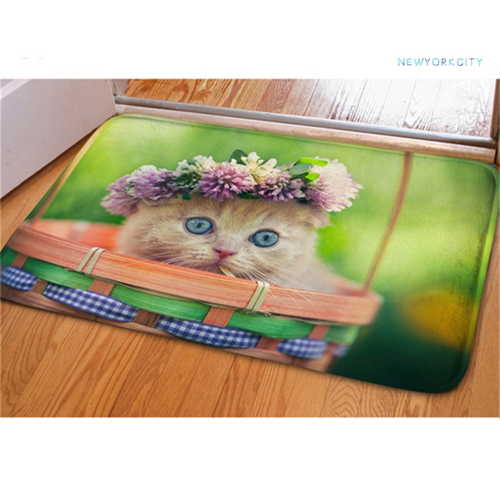Thảm lót cửa chùi chân Chống Trượt In Hình Mèo 3D