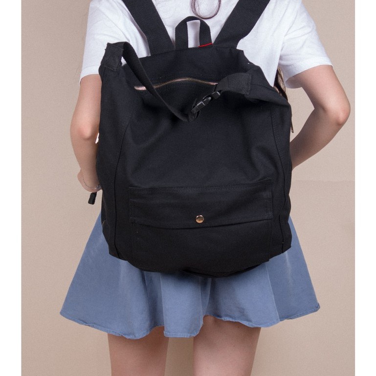 Balo Vải - Casual Canvas Backpack Ver.2 - Màu Đen