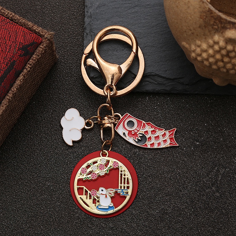 Móc Khóa Hình Thỏ/Cá/Mèo/Hoa 6 Kiểu Dáng Tùy Chọn Làm Quà Tặng Cho Cặp Đôi/Sinh Viên