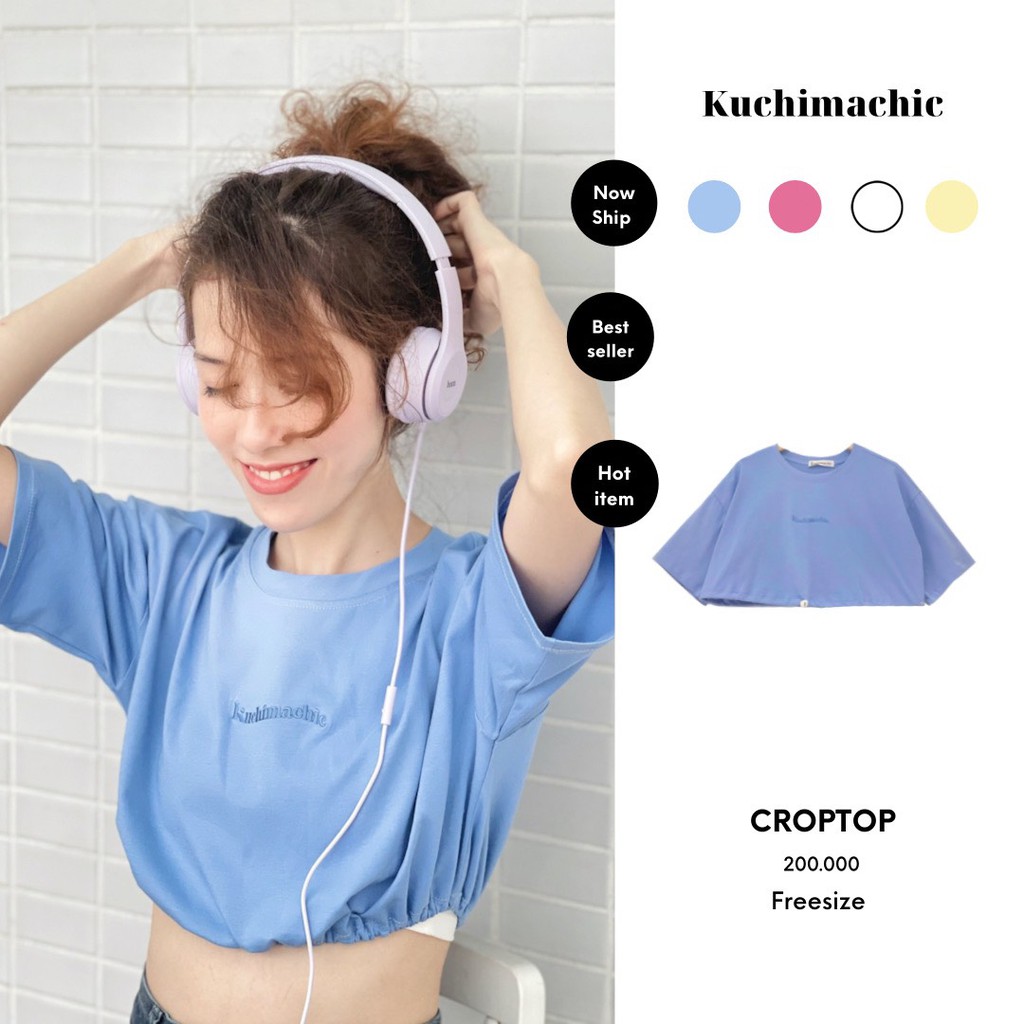 Áo croptop thêu chữ,chất cotton co dãn, mềm mát thích hợp đi chơi, KUCR01