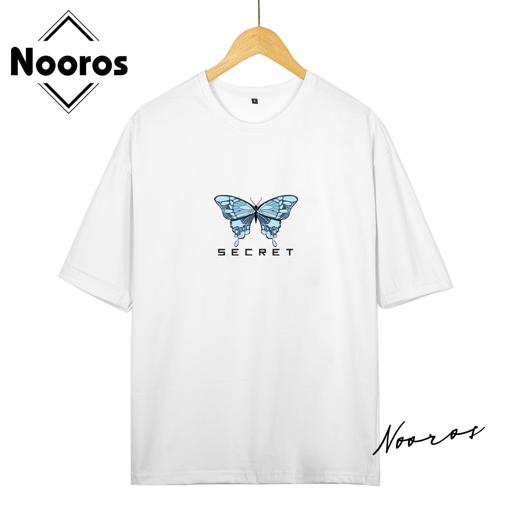 Áo thun hình con bướm Butterfly tay lỡ nam nữ Nooros vải phông trơn cotton form rộng in đẹp TAY LỠ BƯỚM SECRET - T20