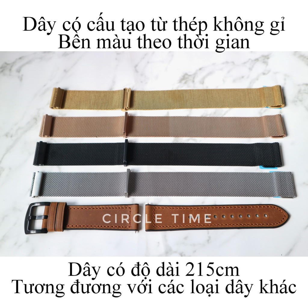 Dây đồng hồ thép Milanese lưới dành cho Smartwatch và đồng hồ truyền thống cỡ dây size 20/22 chốt thông minh