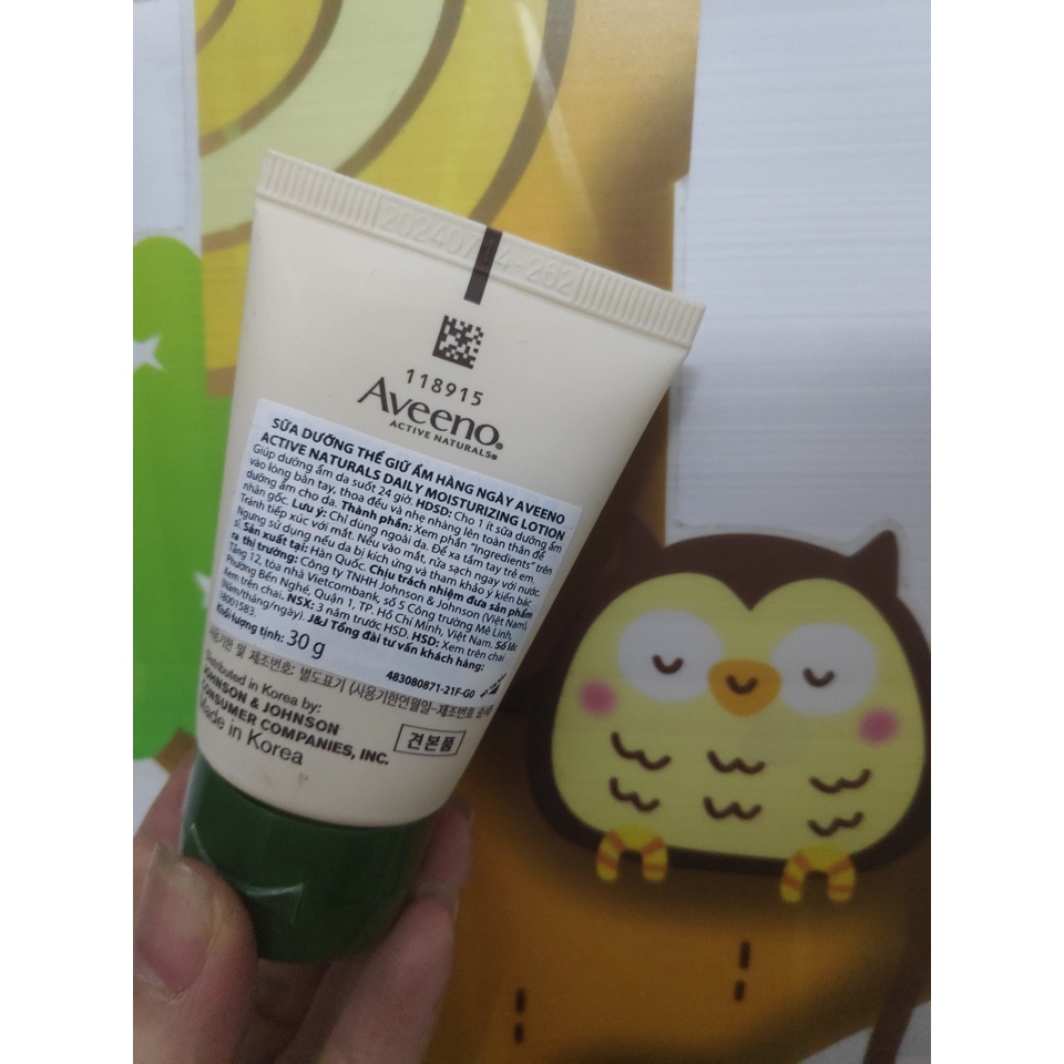 Date 2024 Sữa dưỡng thể hàng ngày Aveeno Baby Daily Moisture Lotion 30g