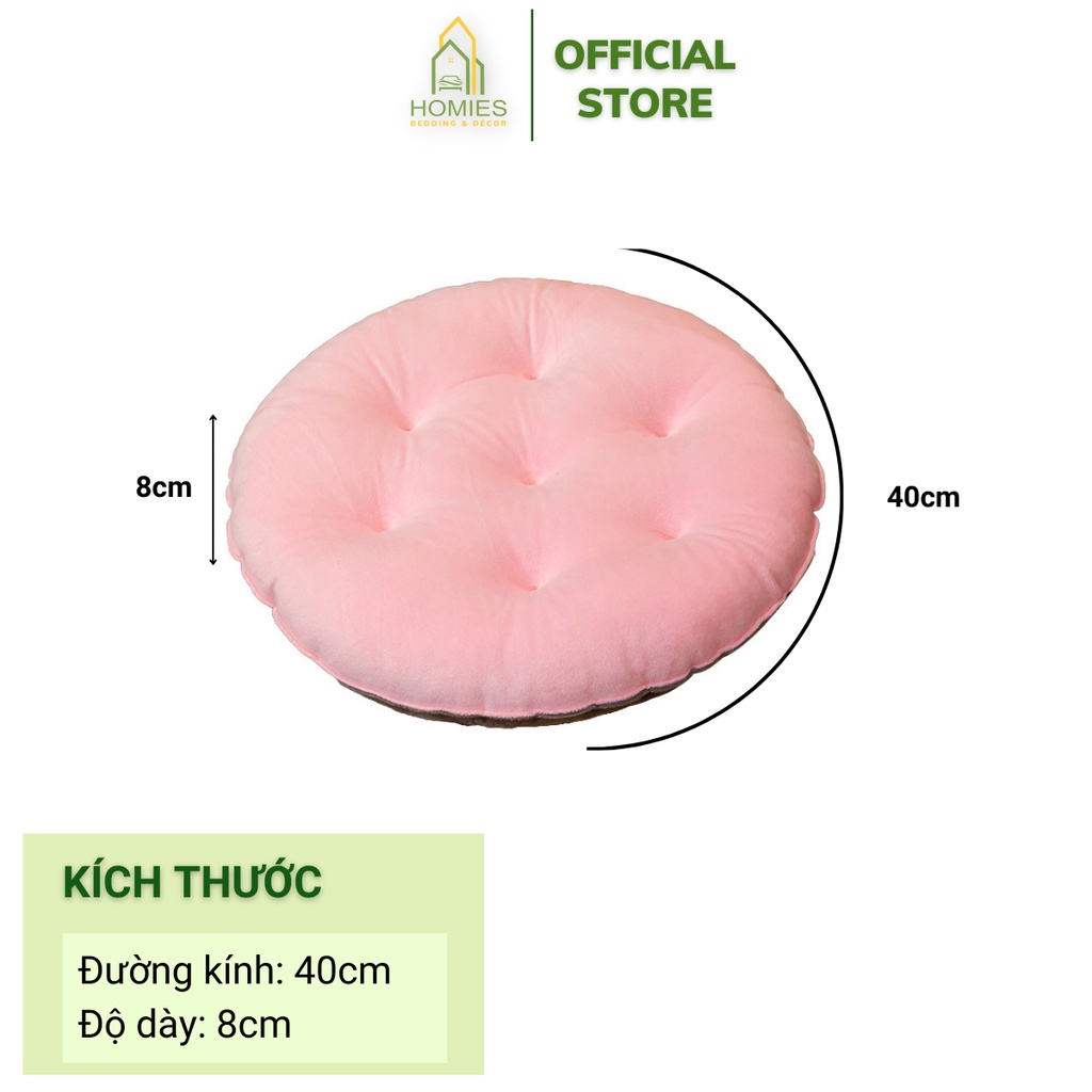 Đệm Ngồi Bệt Phối Màu HOMIES Hình Tròn Vải Nhung Mềm Mịn Decor Trang Trí - Kích Thước 40cm x 40cm