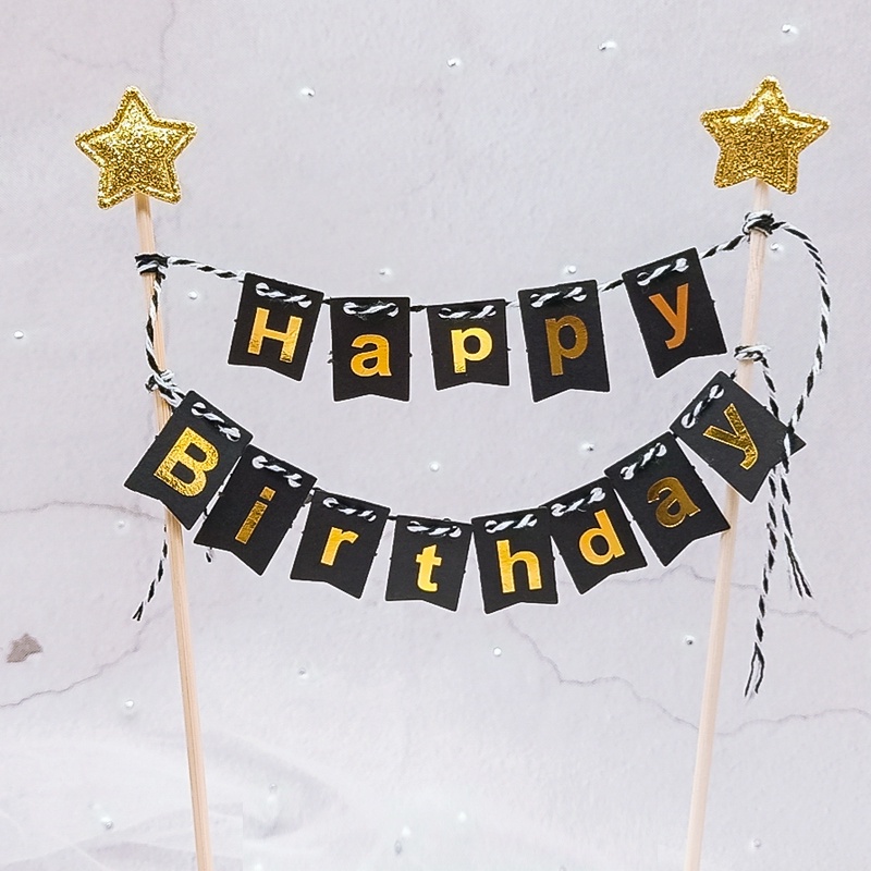 Bộ Phụ Kiện Trang Trí Bánh Kem Sinh Nhật Chữ Happy Birthday