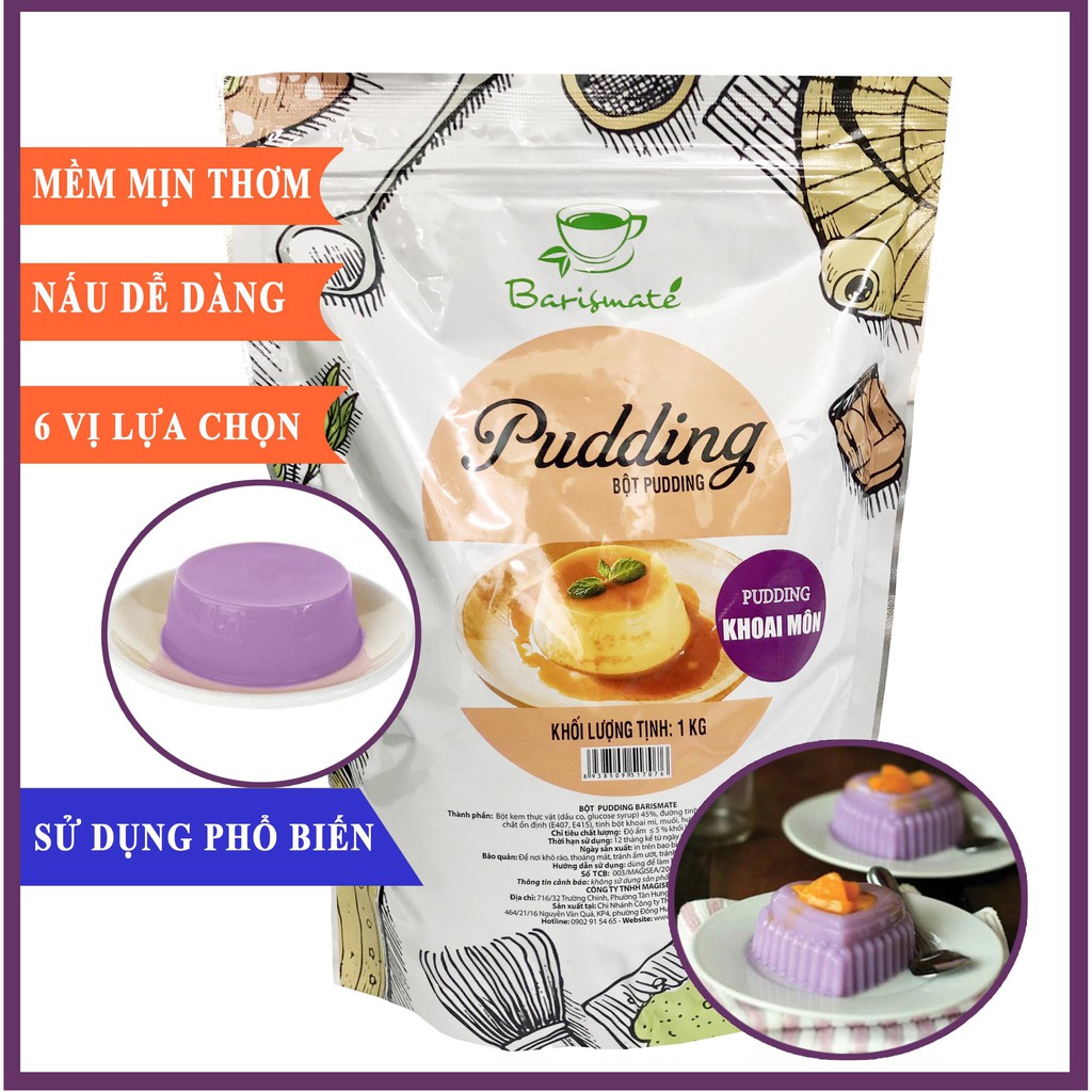 Bột Làm Pudding Barismate 100g (Gồm Các Vị: Trứng, Matcha, Socola, Khoai Môn, Xoài, Dưa Lưới) | BigBuy360 - bigbuy360.vn